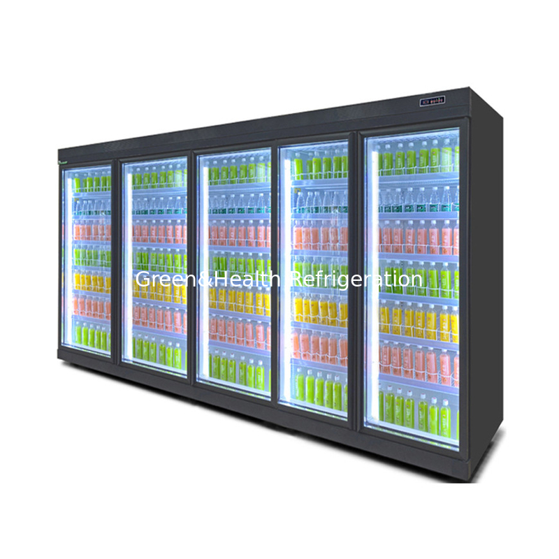 Projetos de supermercado de alta eficiência fornecendo bebidas Display Glass Door Chiller Freezer