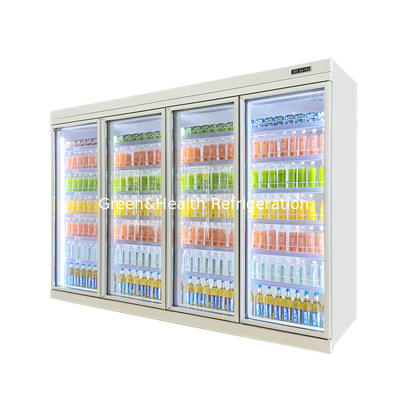Projetos de supermercado de alta eficiência fornecendo bebidas Display Glass Door Chiller Freezer