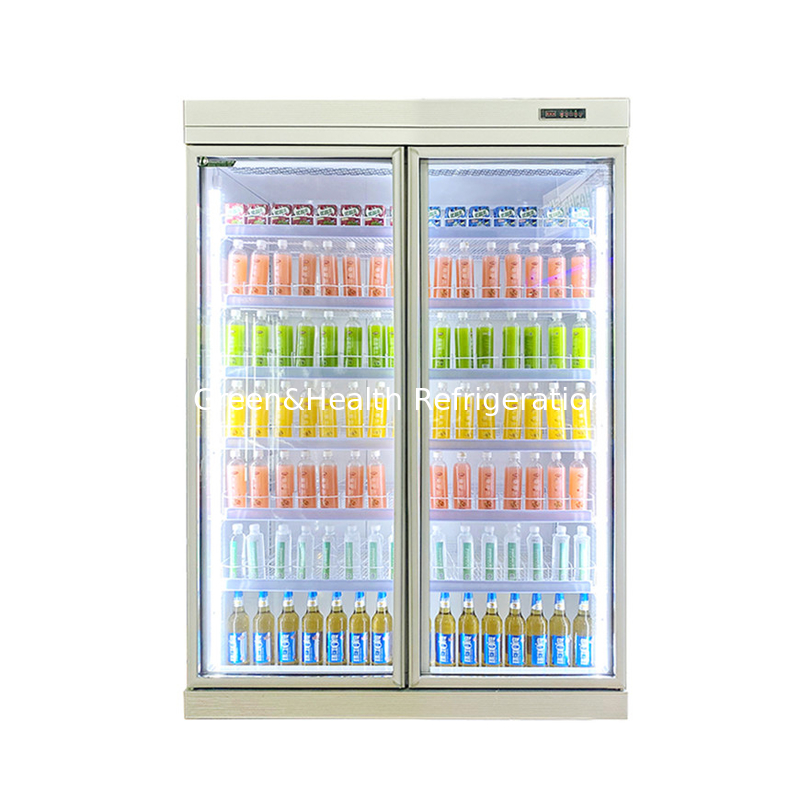 Projetos de supermercado de alta eficiência fornecendo bebidas Display Glass Door Chiller Freezer