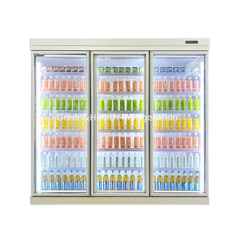 Projetos de supermercado de alta eficiência fornecendo bebidas Display Glass Door Chiller Freezer