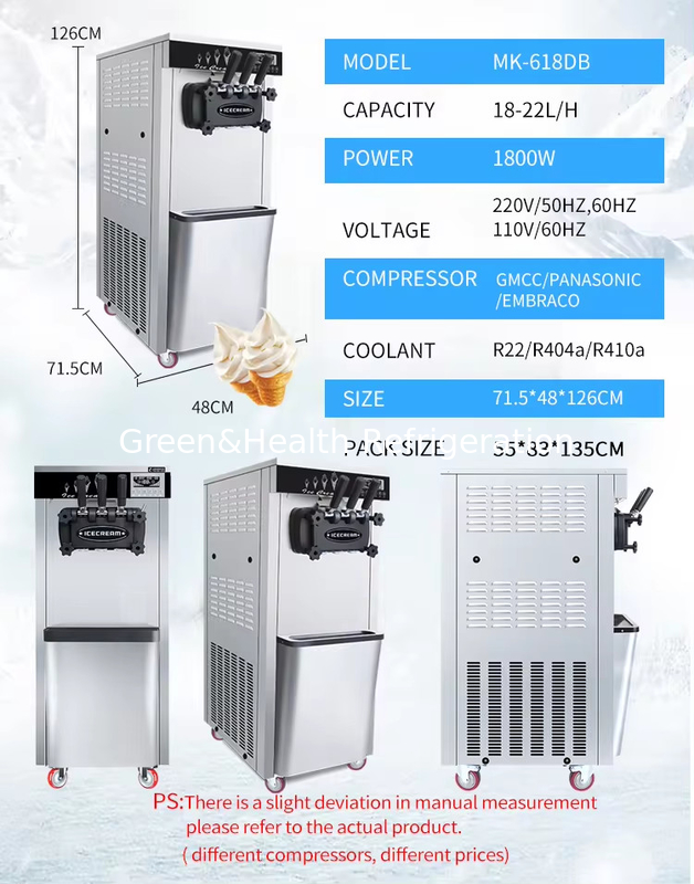 Máquinas de fazer sorvete em pé 3 sabores máquina de sorvete macio