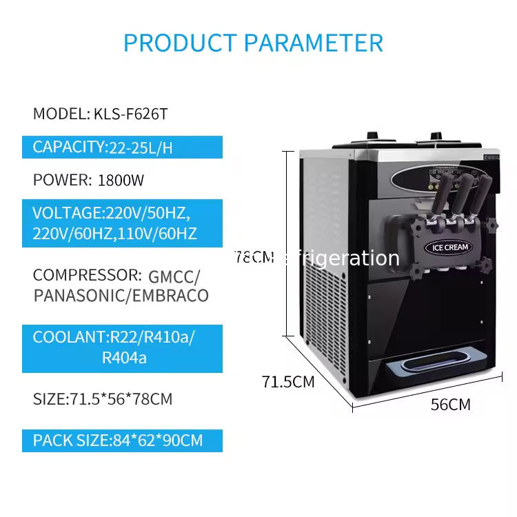 3 sabores piso Stand 304 aço inoxidável máquinas de fazer sorvete com rolos