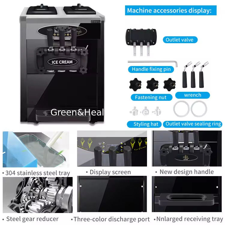 3 sabores piso Stand 304 aço inoxidável máquinas de fazer sorvete com rolos