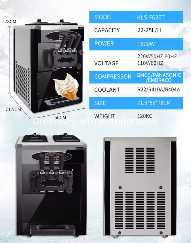 3 sabores piso Stand 304 aço inoxidável máquinas de fazer sorvete com rolos