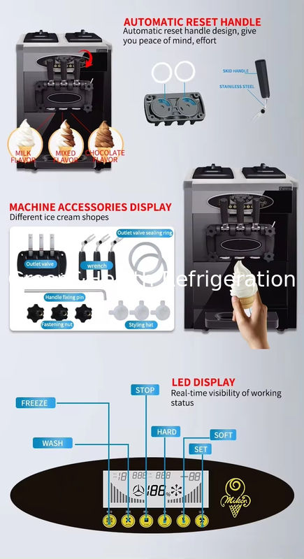 3 sabores piso Stand 304 aço inoxidável máquinas de fazer sorvete com rolos