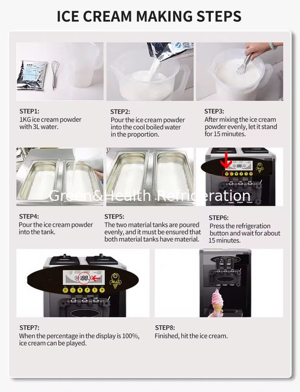 3 sabores piso Stand 304 aço inoxidável máquinas de fazer sorvete com rolos