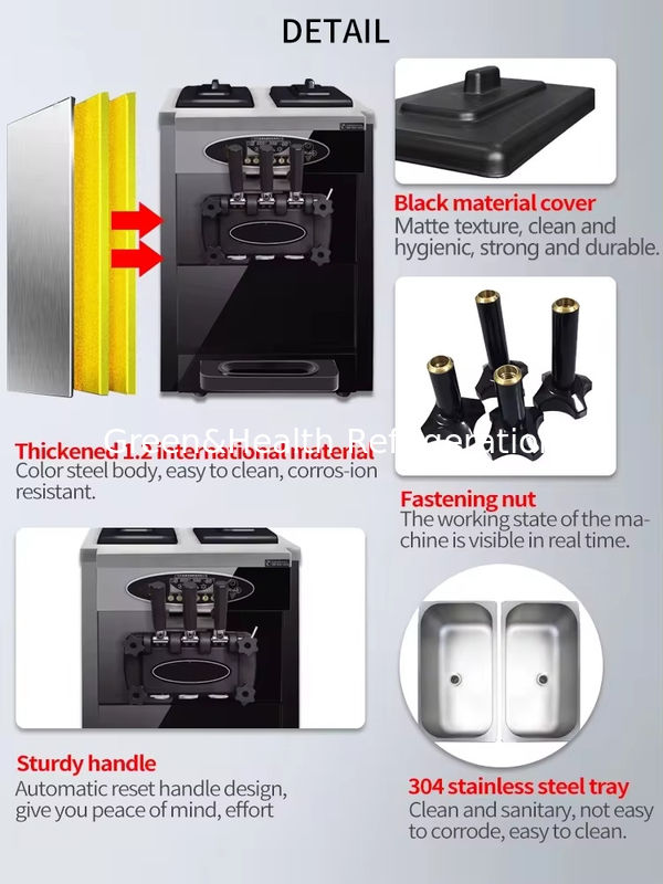 3 sabores piso Stand 304 aço inoxidável máquinas de fazer sorvete com rolos