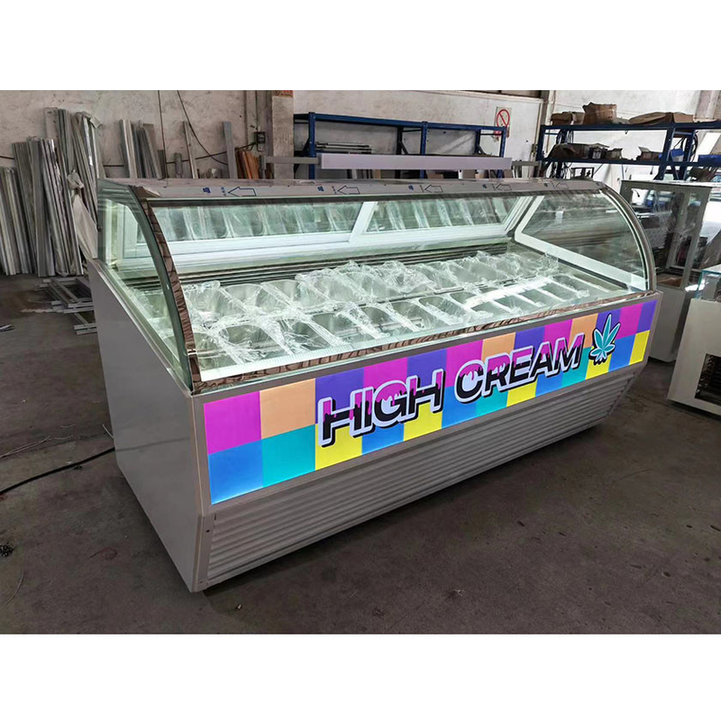 Congelador de display de sorvete de temperatura ultra baixa com caixa de luz personalizada ou base de mármore