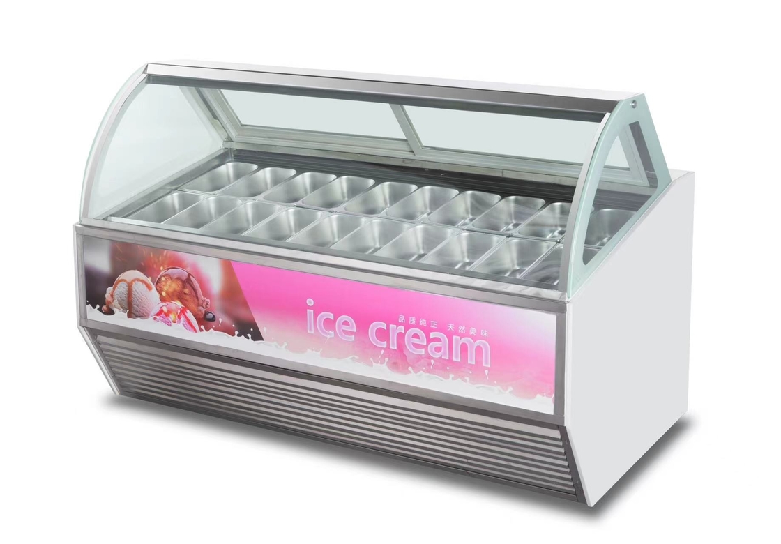 Congelador de display de sorvete de temperatura ultra baixa com caixa de luz personalizada ou base de mármore