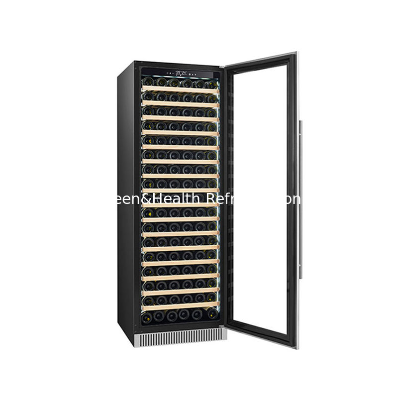 Certificado ETL 60 garrafa Refrigerador Elétrico de Vinho de Zona Dupla Com Prateleiras de Madeira em Preto