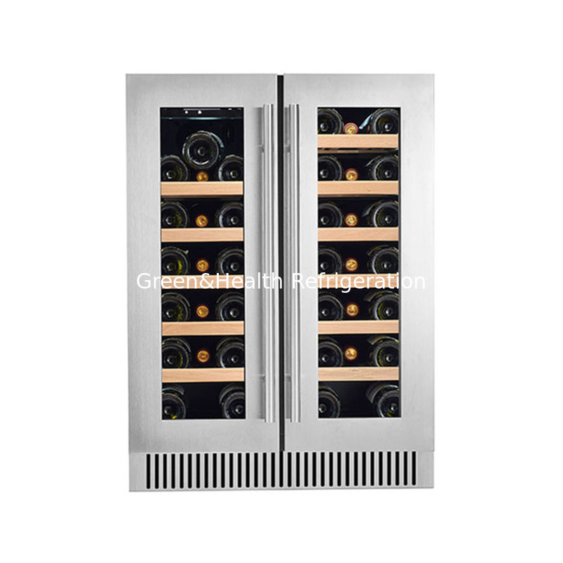 Certificado ETL LD-60D Negro Refrigerador de visualização de vinho de zona dupla com controle eletrônico de temperatura