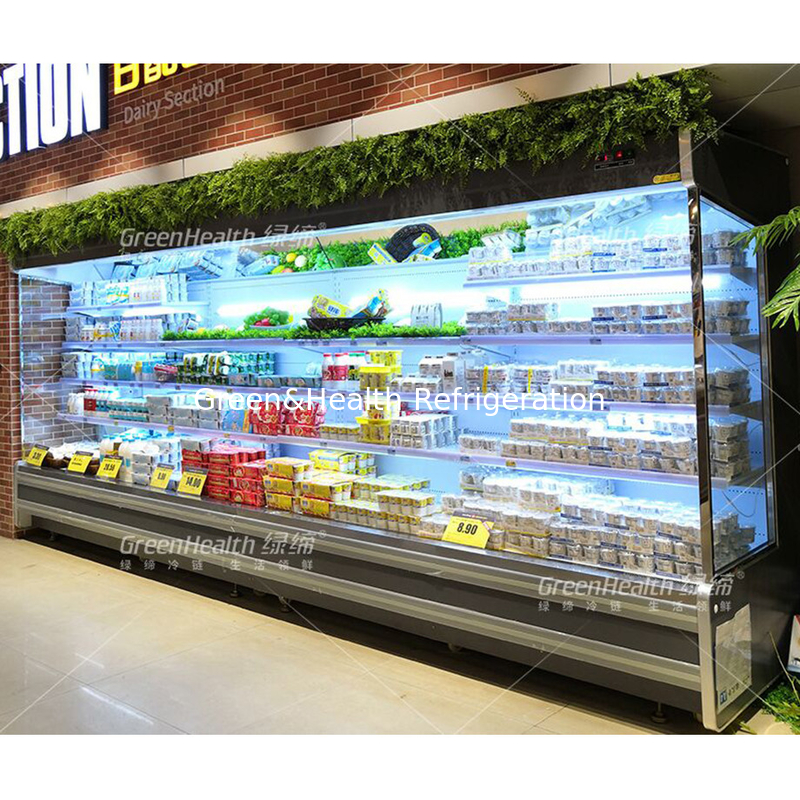 Refrigerador de exposição de vegetais tipo plug-in, refrigerador de exibição multideck, refrigerador comercial de vitrine aberta