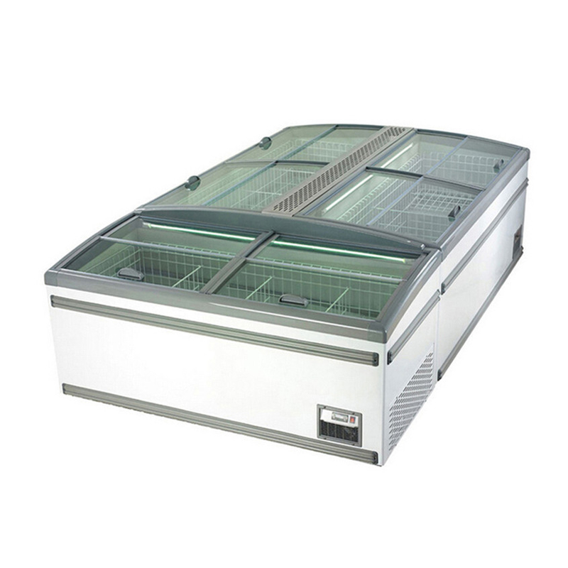 Frigorífico da Ilha do Supermercado Branco / Cinzento com descongelamento automático para mercearia