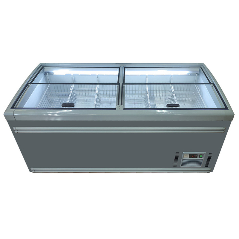 Frigorífico da Ilha do Supermercado Branco / Cinzento com descongelamento automático para mercearia