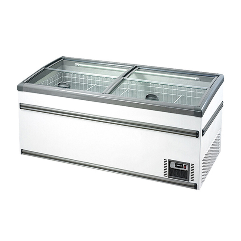 Frigorífico da Ilha do Supermercado Branco / Cinzento com descongelamento automático para mercearia