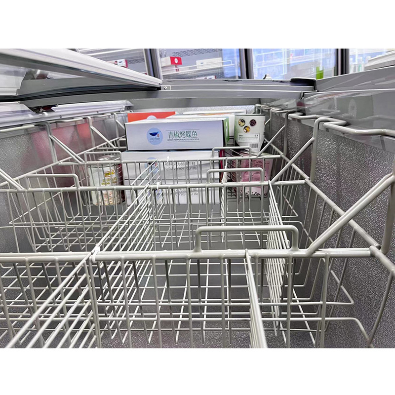 Frigorífico da Ilha do Supermercado Branco / Cinzento com descongelamento automático para mercearia