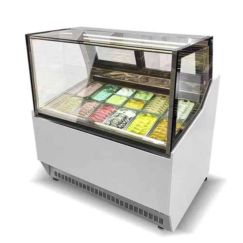Vitrine de sorvete sem gelo com vidro anti-neve e controlador digital -18 ~ 22.C