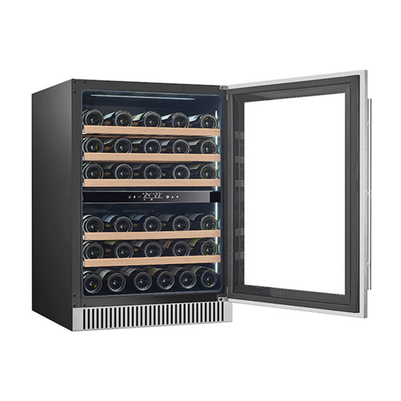 Refrigerador de vinho de 60 garrafas elétrico de dupla zona para armazenamento e conservação de vinho