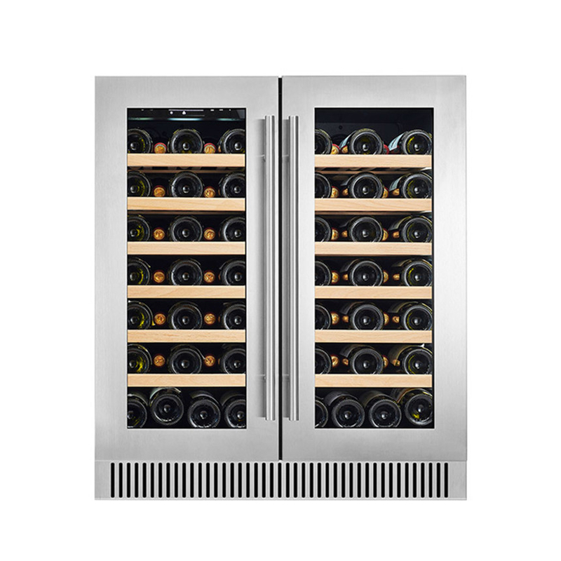 Refrigerador de vinho de 60 garrafas elétrico de dupla zona para armazenamento e conservação de vinho