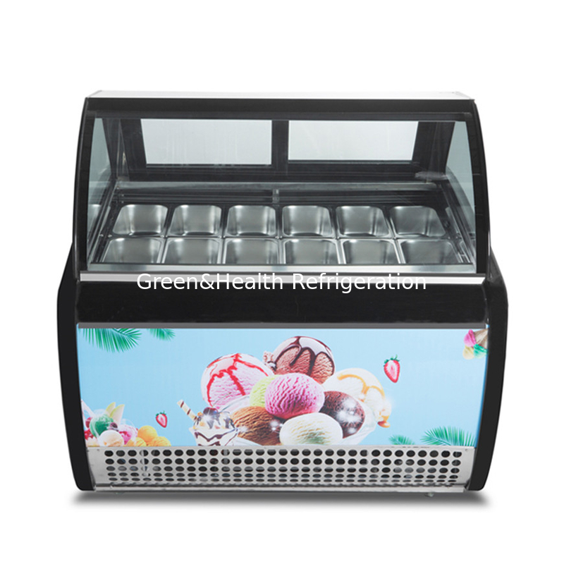 Vermelho Verde Preto Cor Curva Porta Deslizante Estilha de sorvete Freezer