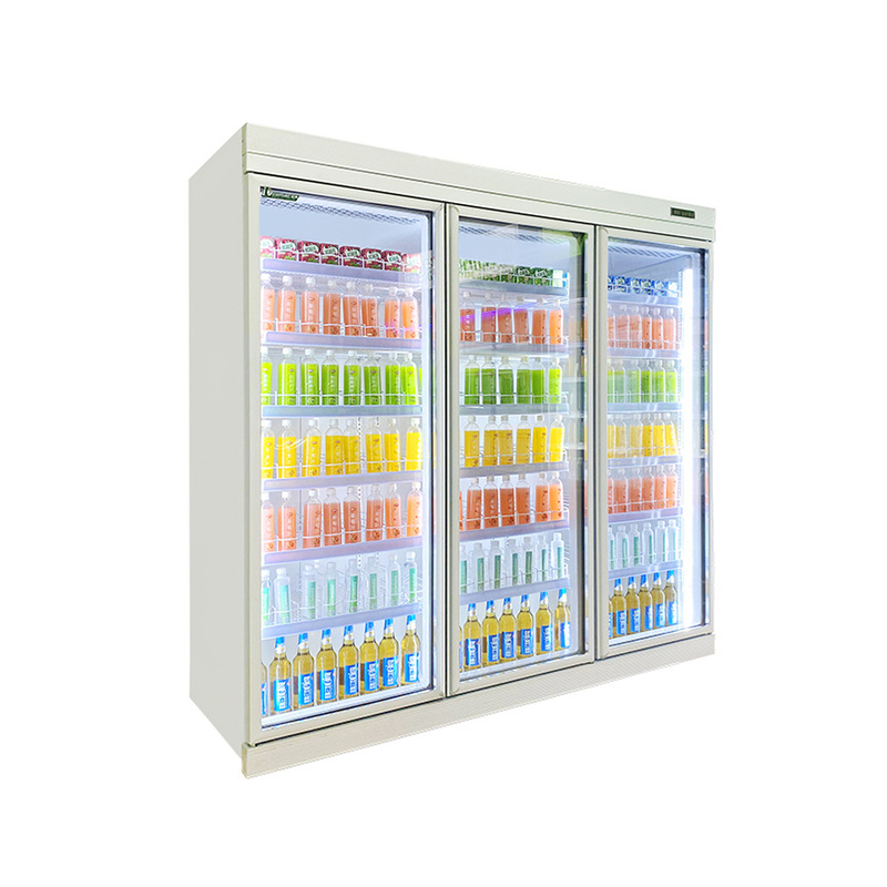 Chiller de bebidas de porta de vidro de prateleira ajustável de 5 camadas com compressor R22 Panasonic