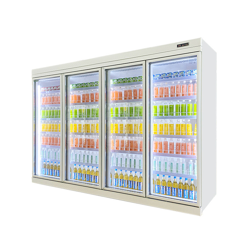 Chiller de bebidas de porta de vidro de prateleira ajustável de 5 camadas com compressor R22 Panasonic