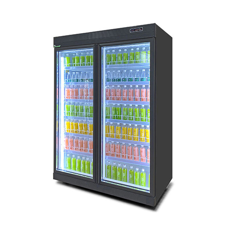 Chiller de bebidas de porta de vidro de prateleira ajustável de 5 camadas com compressor R22 Panasonic