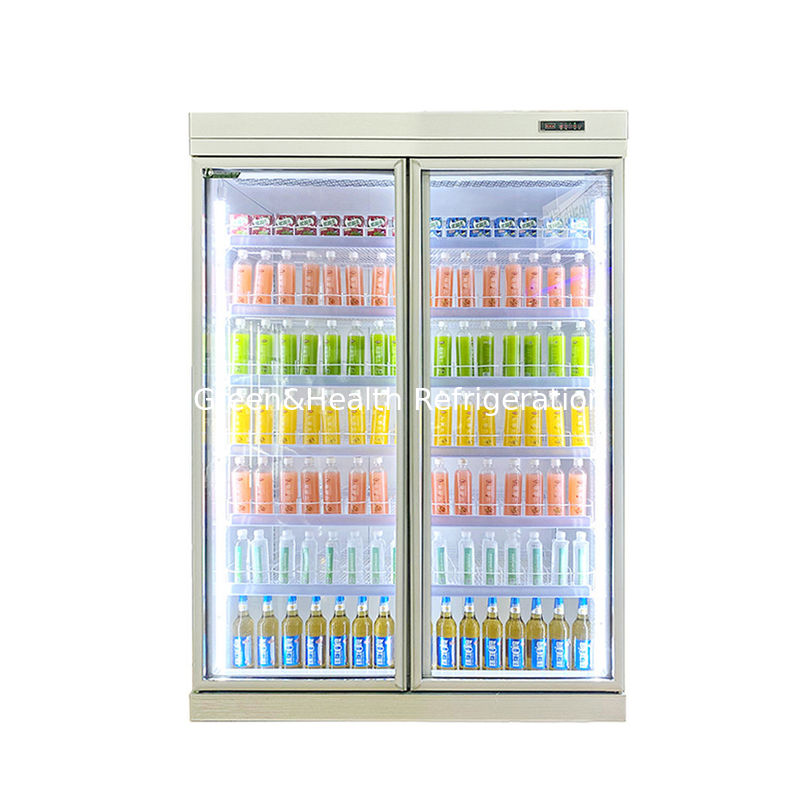 Chiller de bebidas de porta de vidro de prateleira ajustável de 5 camadas com sistema de refrigeração de ventilador e volume personalizável