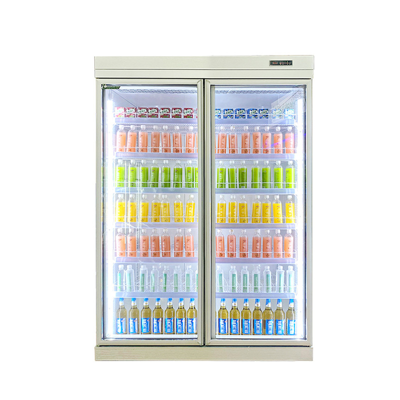 Chiller de bebidas de porta de vidro de prateleira ajustável de 5 camadas com compressor R22 Panasonic