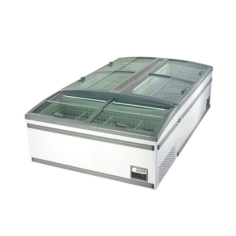 CE ROHS Display Comercial Freezer Supermercado Refrigerador de porta de vidro curva