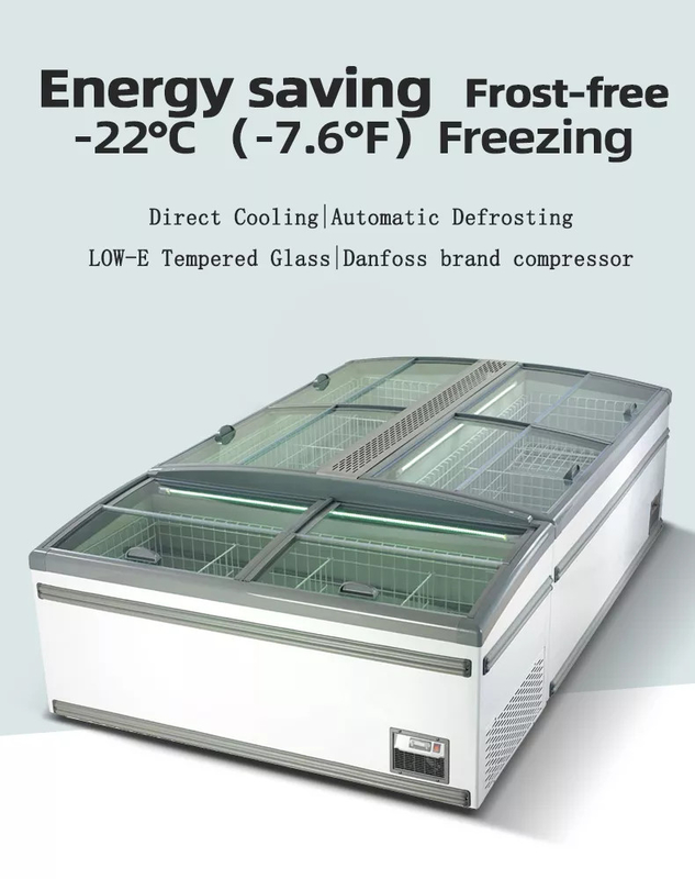 Sistema de refrigeração direta congelador comercial com display com temperatura de -18-22°C e volume de 630L