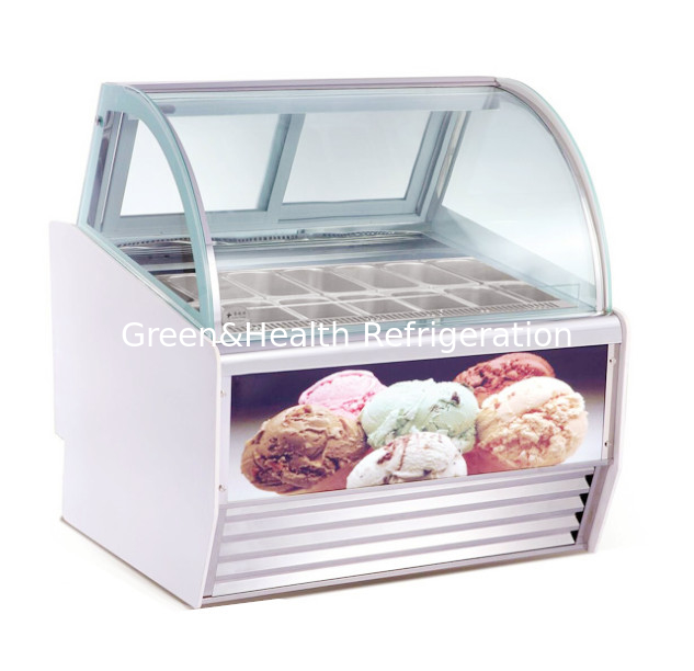 Loja de sorvetes Scoop Espelho de sorvetes Freezer Gelato Freezer com vidro curvo