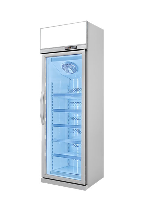 Fábrica saída para cima unidade vertical com iluminação porta de vidro congelador display armário geladeira