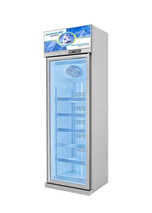 Fábrica saída para cima unidade vertical com iluminação porta de vidro congelador display armário geladeira