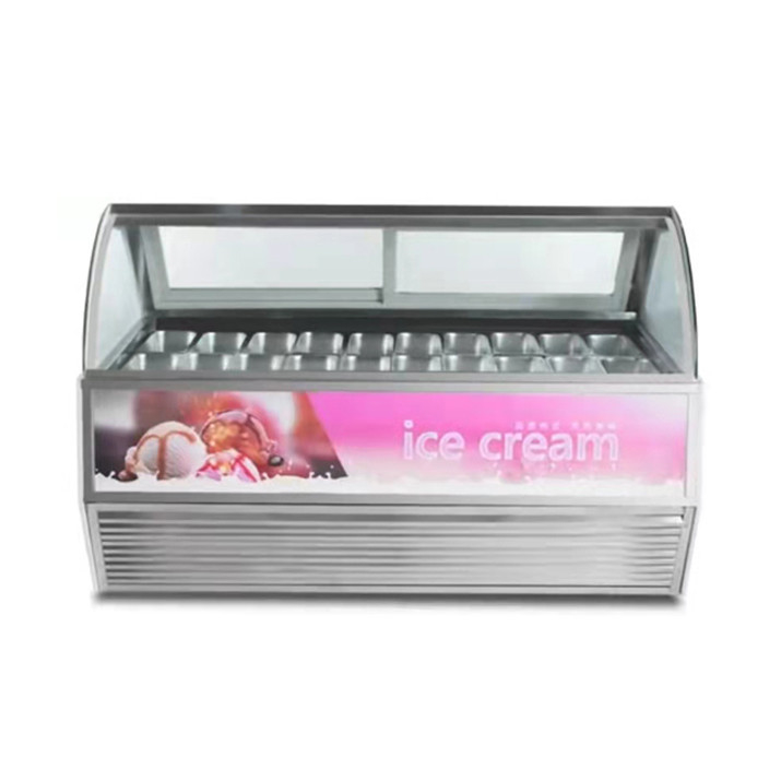 Loja de gelados / loja de conveniência Comércio de aço inoxidável vidro gelados de armazenamento display congelador