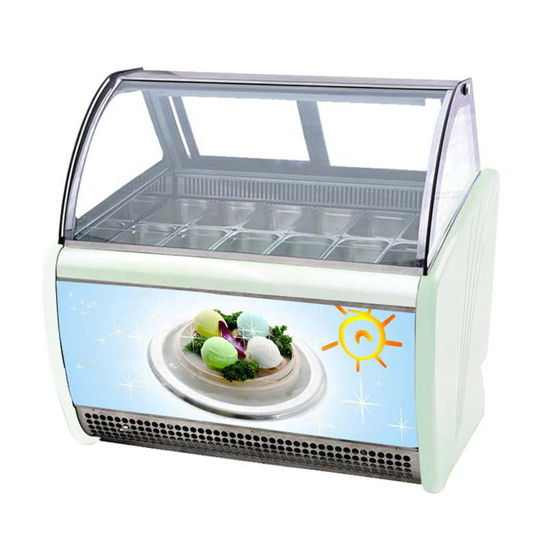 Loja de gelados / loja de conveniência Comércio de aço inoxidável vidro gelados de armazenamento display congelador