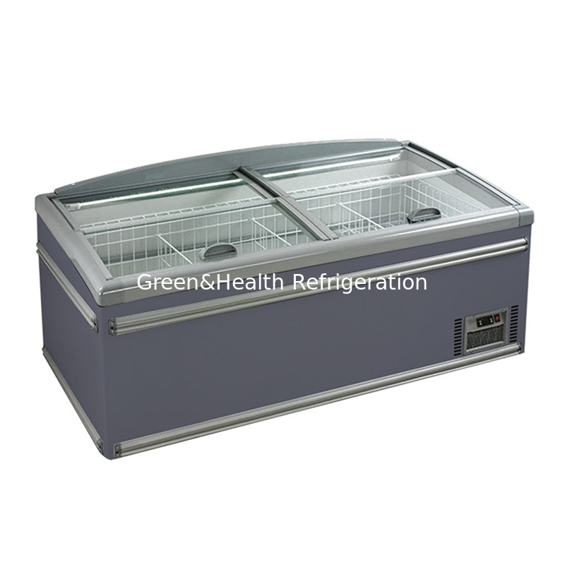 Frigorífico horizontal de vidro de aço inoxidável para produtos congelados