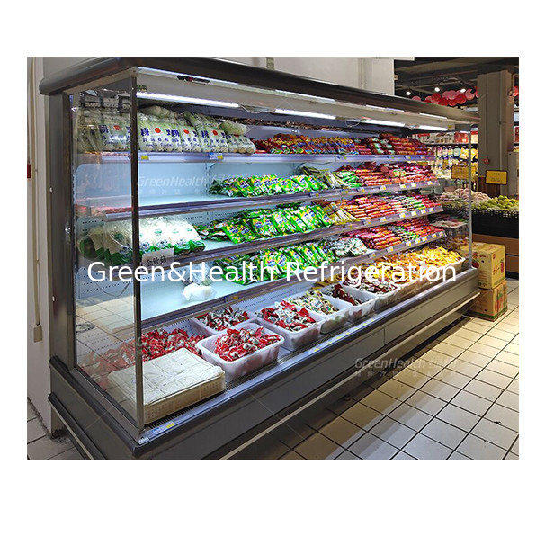 Unidade exterior de estilo europeu congelador de cortina a céu aberto para exibição de alimentos/verdes/frutas