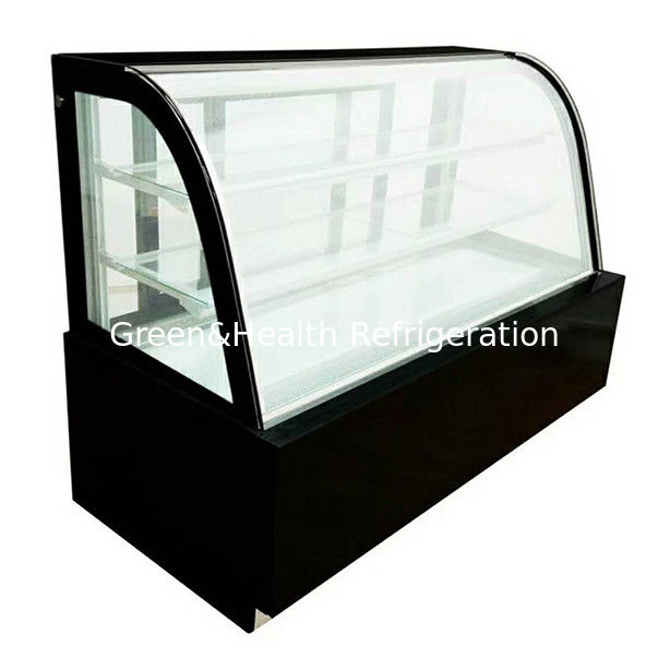 Congelador de Exibição de Bolo de Aço Inoxidável com Vidro Curvo e Múltiplos Prateleiras para Uso Comercial