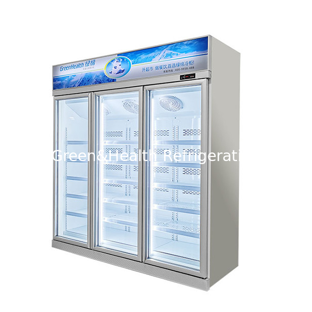 Três portas de vidro na unidade de exibição superior congelador para produtos congelados a baixa temperatura