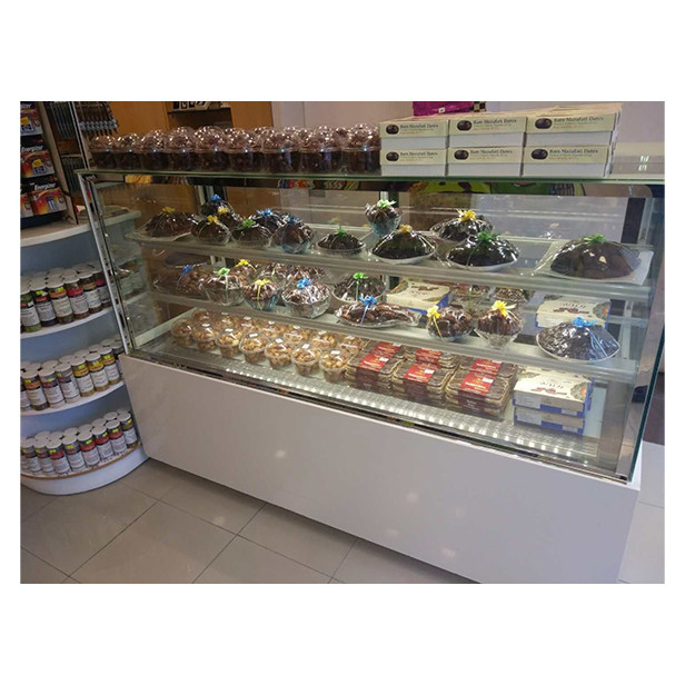 Loja de bolos de vidro transparente de camadas múltiplas usa armazenamento display display cake freezer