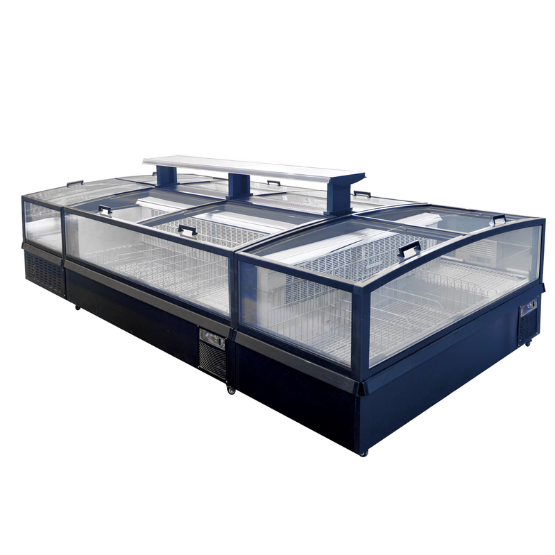-18-22°C R290 congelador modular de ilha ventilada com tela de vidro curvo ultra-grande
