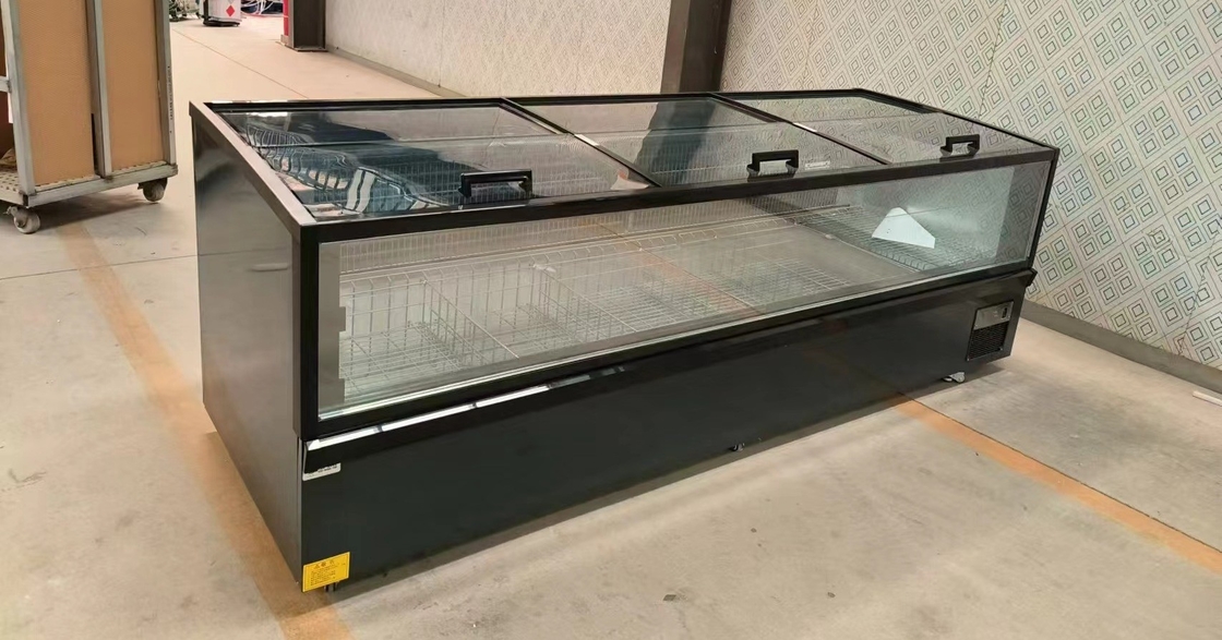 -18-22°C R290 congelador modular de ilha ventilada com tela de vidro curvo ultra-grande