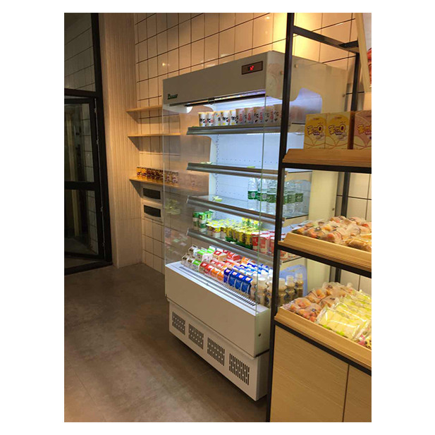Display comercial de pequeno armazenamento Armário de cortina de ar de tipo chiller aberto em lojas de conveniência / pequenas lojas
