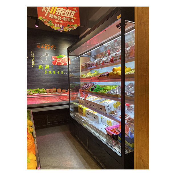 Preço de fábrica Grande supermercado comercial ângulo direito Armazém de cortina de ar aberto congelador