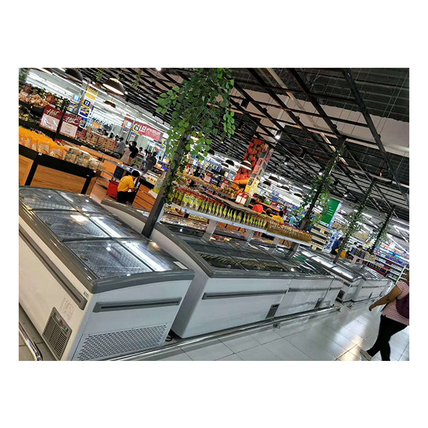 Última porta deslizante de baixa temperatura bolas de carne congeladas armazenamento de alimentos exposição ilha armário congelador