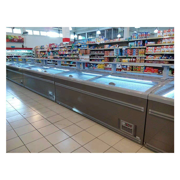Última porta deslizante de baixa temperatura bolas de carne congeladas armazenamento de alimentos exposição ilha armário congelador