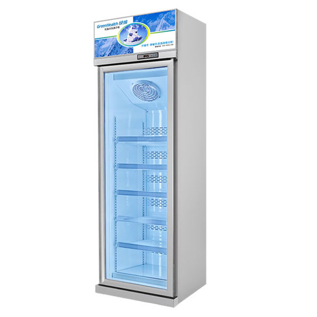Unidade superior Porta de vidro única Prateleiras múltiplas Luxo Armazenamento congelado Display congelador congelado