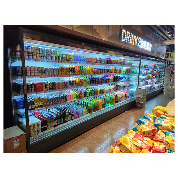 Supermercado / Loja de conveniência Recto ângulo tipo frigorífico aberto para armazenamento de alimentos / bebidas