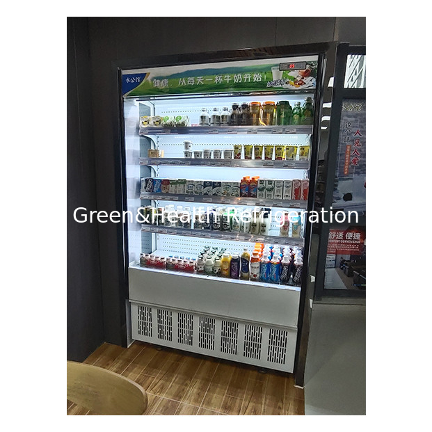 Unidade montada no fundo para pequenos supermercados / lojas de conveniência Display de armazenamento Chiller pequeno tipo aberto
